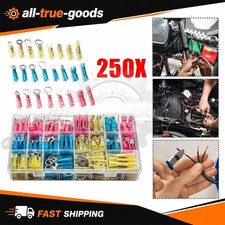 250x Heat Shrink Wire Connectors Electrical Ring Fork Spade Crimp Terminals Kit