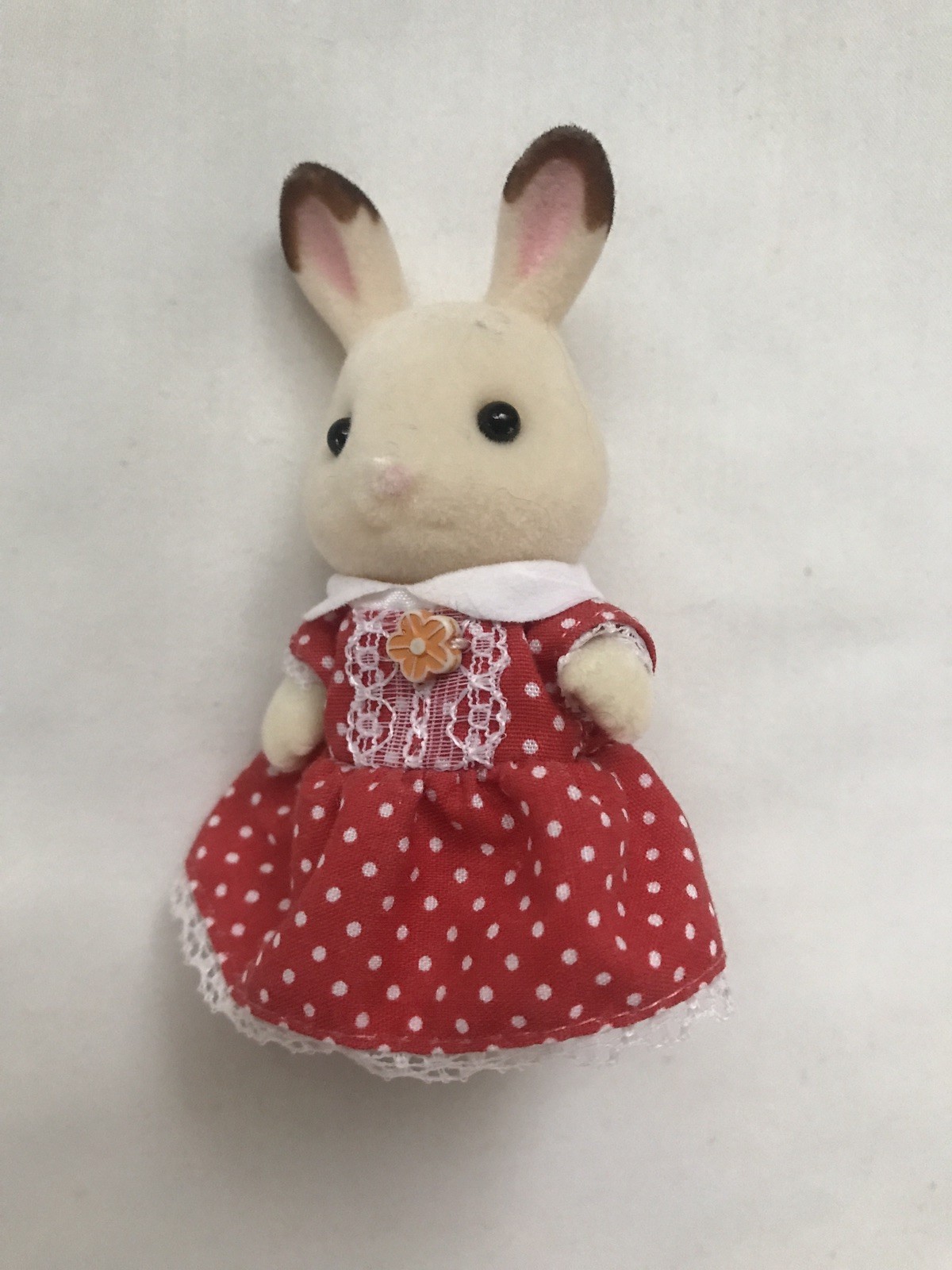 Calico Critters Sylvanian Families FREYA Chocolate Rabbit with Red Dot Dress