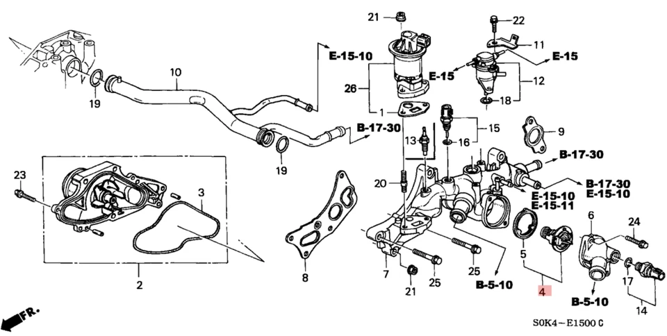 Genuine OEM For Honda Acura 19301-P8E-A10 Engine Coolant Thermostat Assembly - Image 2 of 3