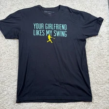 BSBL Lifestyle 101 Mens L Black Your Girlfriend Likes My Swing Baseball T Shirt