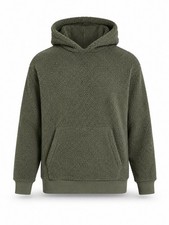 American Eagle Women s Sherpa Fleece Pullover Hoodie Army Olive Green Sz XS Cozy
