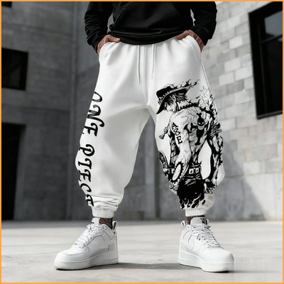 One Piece Luffy Herren Jogginghose Gym Sporthose Anime Print Lose Lässige Neue H