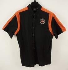 Harley Davidson Motorcycle Mechanic Shop Shirt Mens XL Black Big Logo Button Up