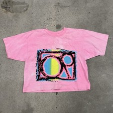 VINTAGE Ocean Pacific Shirt Womens M Pink Cropped OP World Sports Team 90s