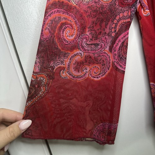 Nicola Women’s Y2K Paisley Wrap Top. Size: Small. 3/4 Sleeves. - Picture 2 of 5