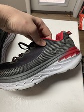 Men's Hoka One One Bondi 5 Running Shoes Black/Red/Gray - Size 9