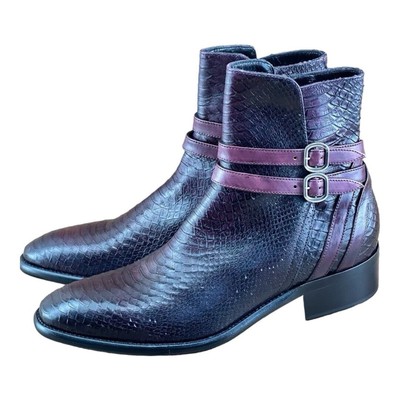 Jo Ghost Men size 8.5-9 Croc-Embossed Leather Boots Shoes | eBay