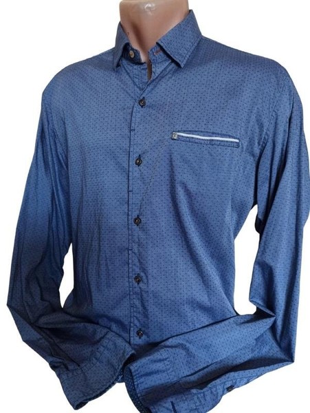 Men Pierre Cardin Shirt Navy Cotton 38 / M