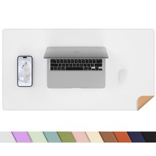 31.5x17" Ivory White Dual-Sided Desk Pad Natural Cork PU Leather Mat