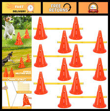 Adjustable Dog Agility Hurdle Cone Set - 12 Cones 6 Rods for Outdoor Training