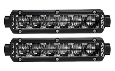 Rigid SR-Series SAE Street Black 6'' White LED Fog Light Bars 21W Set of 2 906703