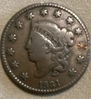 1831-P Large Cent — photo from another recent sale
