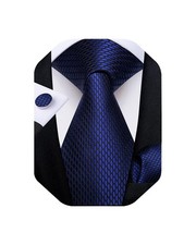 Mens Solid Color Tie and Pocket Square Set Woven Silk Plain Necktie  Handker...