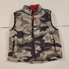 L.L. Bean Goose Down Puffer Vest Boys Small 4 Gray Camouflage Full Zip Sleeveles