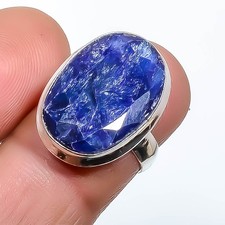 Sapphire Gemstone Band Ring Size 925 Sterling Silver