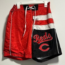 Vintage Cincinnati Reds MLB Swimming Trunks Board Shorts Medium Stain Defect