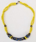 Vtg African Trade Bead Necklace Venetian Millefiori Glass Blue Yellow Beads 16" — photo 4