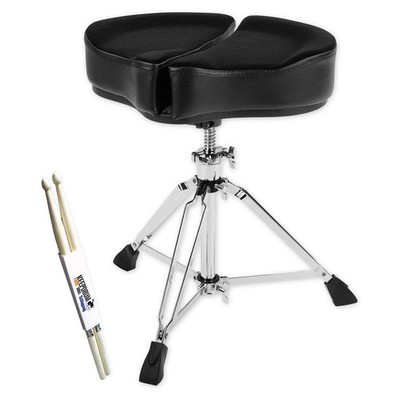 Ahead SPG-BL Schlagzeug-Hocker Schwarz mit keepdrum Drumsticks