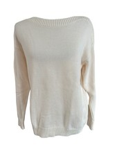 Loft Boatneck Cotton Sweater Cream Color Woman SZ MP Casual