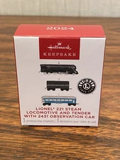 Hallmark 2024 Mini Lionel® 221 Steam Locomotive and Tender With 2431 Observation