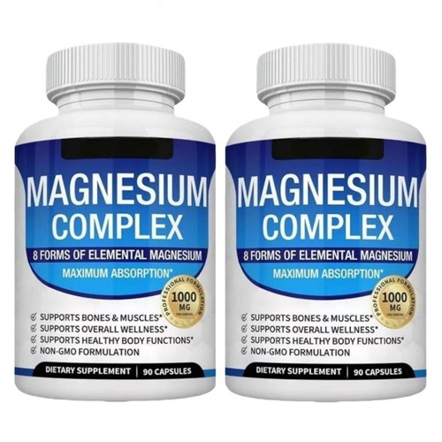 2x Magnesium Complex 1000mg, 8 Elemental Magnesium, Gluten Free- Non-GMO- - Picture 3 of 11