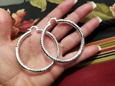 Hoop Big Wide Sterling Silver Beautiful Earrings S