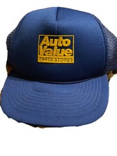 Vintage 1980's Auto Value Parts Store Blue Trucker Snap Back Ball Cap Hat