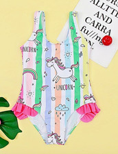 Unicorn and rainbow Girls One-Piece Swimsuit NEW sizes 4 to 6 Years Old 4-6