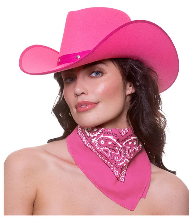 Cowboy Bandana Adults Wild West Cowboy Fancy Dress Accessory Neck Scarf Pink