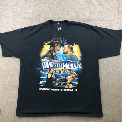 WWE Shirt Mens 2XL Wrestlemania XXVII 27 Undertaker Triple H Double Sided 2011