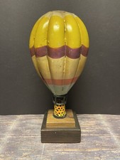 Rare Vintage OOAK Yellow Metal Sculpture Tin Hot Air Balloon 13  Tall