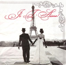4XPaper Design Napkin Decoupage Craft Tissue Wedding Love Eiffel Paris Je t'aime