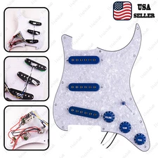 Prewired-Loaded SSS Pickguard Alnico V Pickups For Strat White Pearl&DBlue