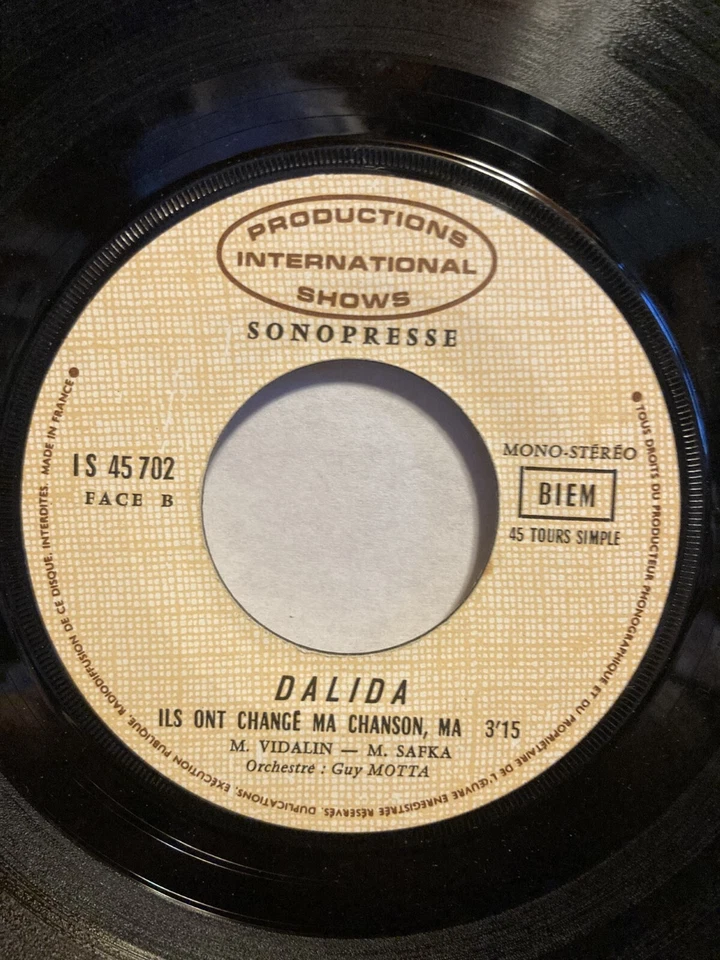 Dalida ma ram dam dam, ils ont change ma chanson Record IS 45 702 PET RESCUE Foto 2 de 2