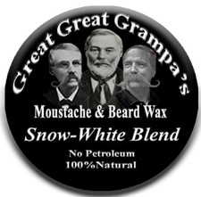 WHITE Mustache  Beard Wax - "Snow-white" Blend - Mild, Medium or Stiff hold