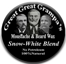 WHITE Mustache & Beard Wax -  "Snow-white" Blend - Mild, Medium or Stiff hold