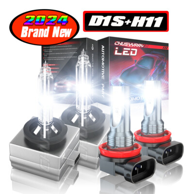 4X Xenon HID Headlight High/Low Beam LED Fog Light Bulbs For BMW 135i 2008-2013