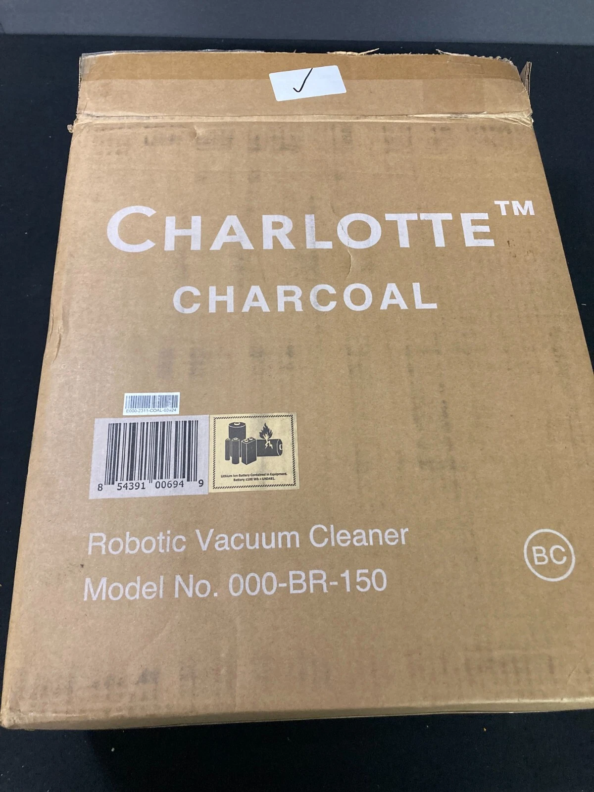 Bobsweep Charlotte Robot Vacuum/ Mop for Hardwood & Carpet, Charcoal, 000-BR-150