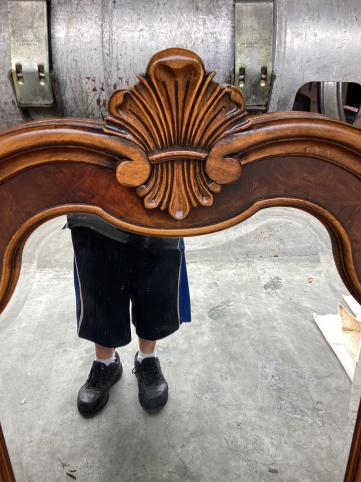 Ethan Allen Tuscany Collection Arched Mirror With Walnut Burl 51” x 34” x 3.5” - Image 3 of 4