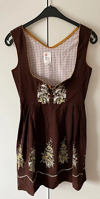 Damen Trachten Dirndl ärmellos Braun Stickerei Gr. 44 v. Rose Dirndl - Bild 1 von 2