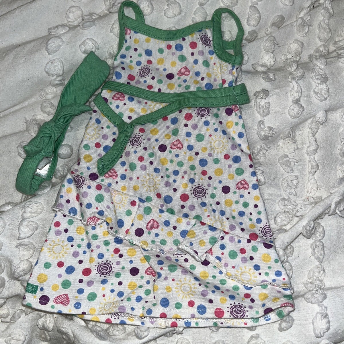 American Girl Polka Dot Dress Outfit With Headband White Green H1  540409796574| eBay