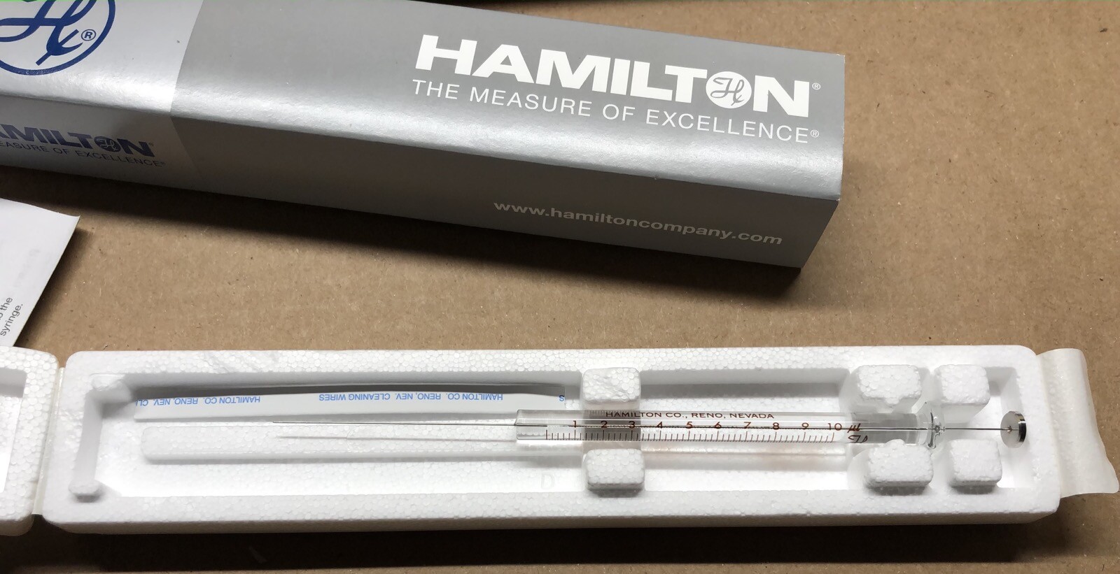 Hamilton Syringe, 10 µL, Model 1701 N SYR, Cemented NDL, 26s ga, 2 in