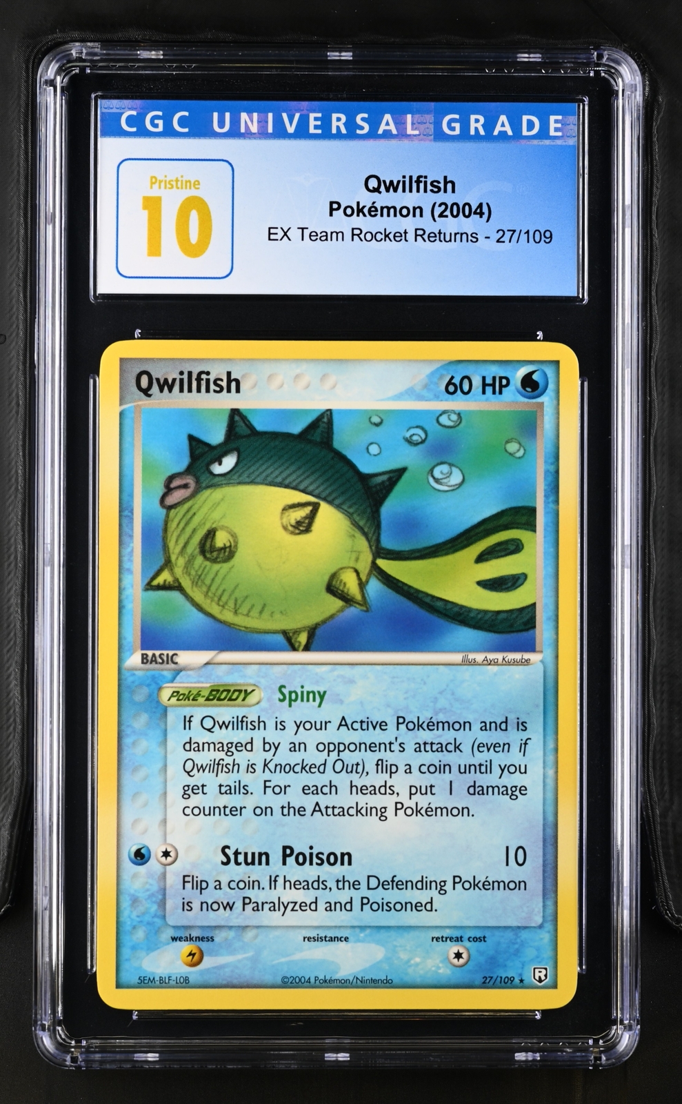 2004 Pokemon EX Team Rocket Returns Qwilfish #27 CGC 10 PRISTINE POP 1