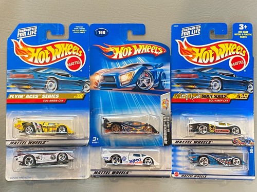 Lote de 6 tarjetas azules Hot Wheels Sol-Aire CX4 #'S 983 042 153 739 555 160 Hawk - Imagen 1 de 6