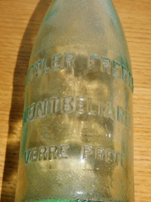 VINTAGE ancienne BOUTEILLE D'EAU en verre prete SITTLER FRERES MONTBELIARD - Photo 1/4