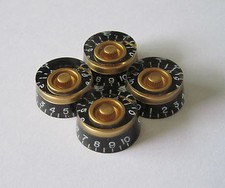 Set of 4 LP Guitar Speed Dial Knobs Control Knobs Black/Gold for Les Paul