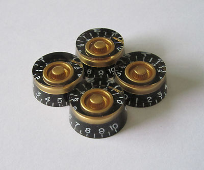 Set aus 4 LP Gitarre Kurzwahl Reglern Reglern schwarz/gold für Les Paul