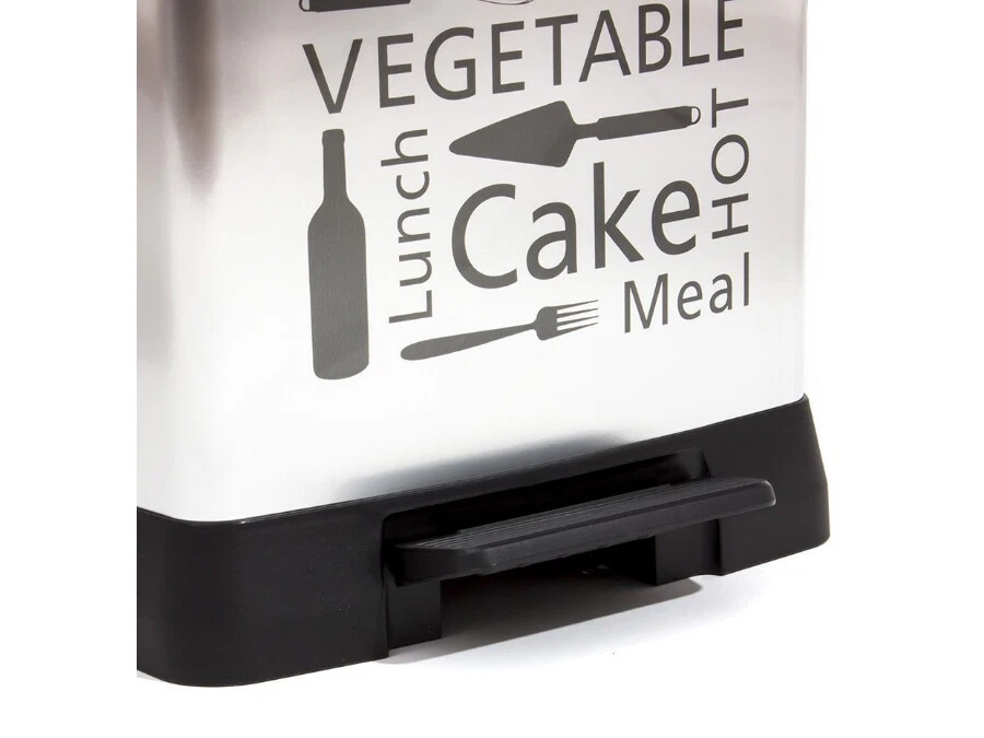 Cubo de basura Curver metálico 50L con pedal diseño plateado funcional - Imagen 3 de 4