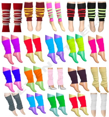 LEG WARMERS 80S DANCE FANCY DRESS RAVE GIRLS LADIES NEON COLOURS BALLET TUTU