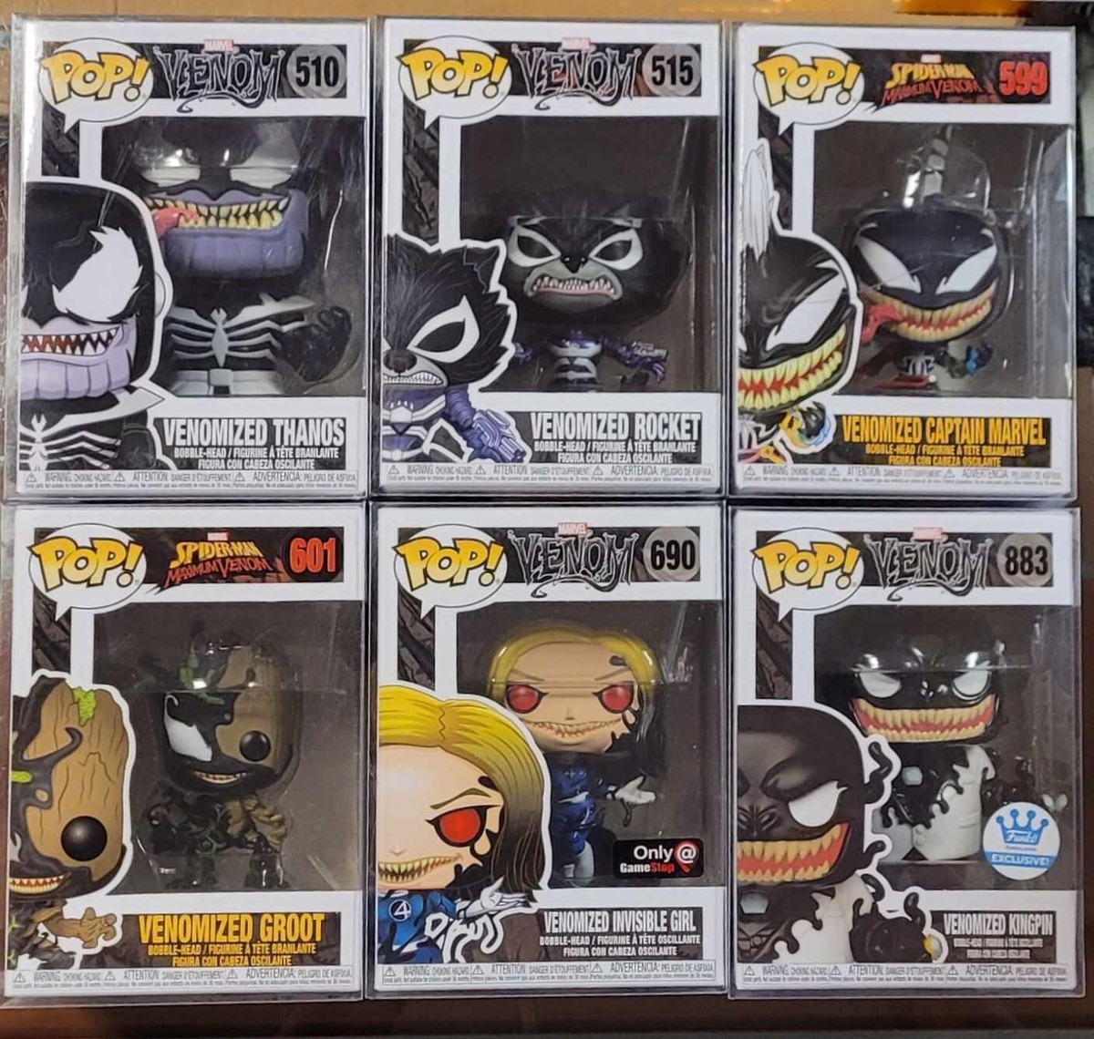 Funko Pop! Marvel 510, 515, 599, 601, 690, 883 Venomized Combo w
